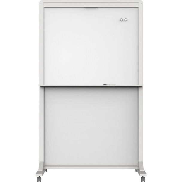 Quartet Motion Dual-Track Mobile Magnetic Dry-Erase Easel - 40" (3.3 ft) Width x 68" (5.7 ft) Height - White Painted Steel Surface - White Aluminum, Aluminum Frame - Rectangle - Horizontal - Magnetic - Assembly Required - 1 Each