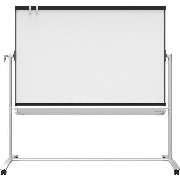Quartet Magnetic Mobile Presentation Easel - 48" (4 ft) Width x 36" (3 ft) Height - White Painted Steel Surface - Graphite Frame - Magnetic - Assembly Required - 1 Each
