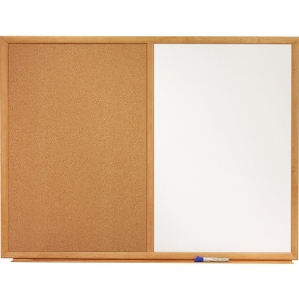 Quartet Standard Combination Whiteboard/Cork Bulletin Board - 48" (4 ft) Width x 36" (3 ft) Height - White Melamine Surface - Oak Frame - Rectangle - Horizontal/Vertical - 1 Each