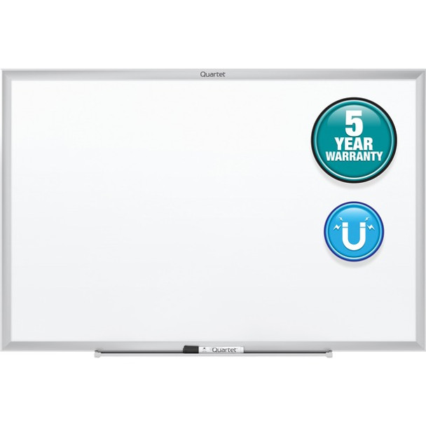 Quartet Classic Magnetic Whiteboard - 60" (5 ft) Width x 36" (3 ft) Height - White Painted Steel Surface - Silver Aluminum Frame - Horizontal/Vertical - Magnetic - 1 Each
