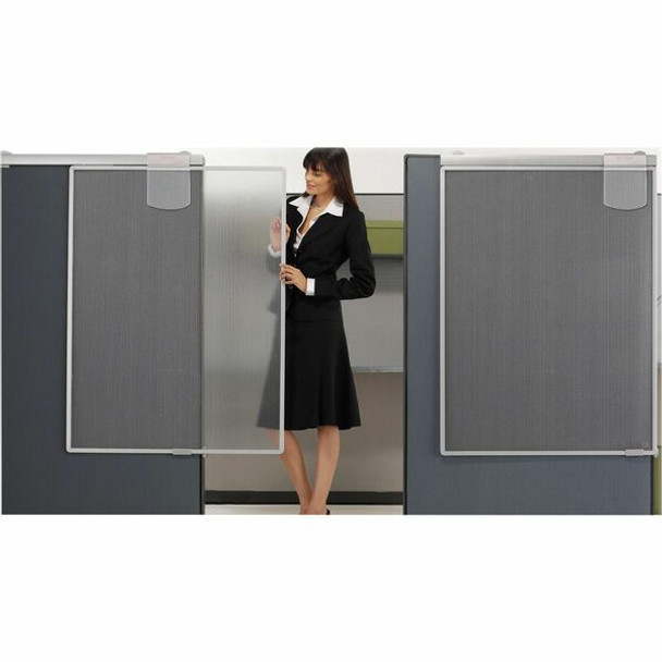 Quartet Workstation Sliding Privacy Screen - 36" Width x 48" Height x 1.3" Depth - Silver Aluminum Frame - Plastic - Silver - 1 Each