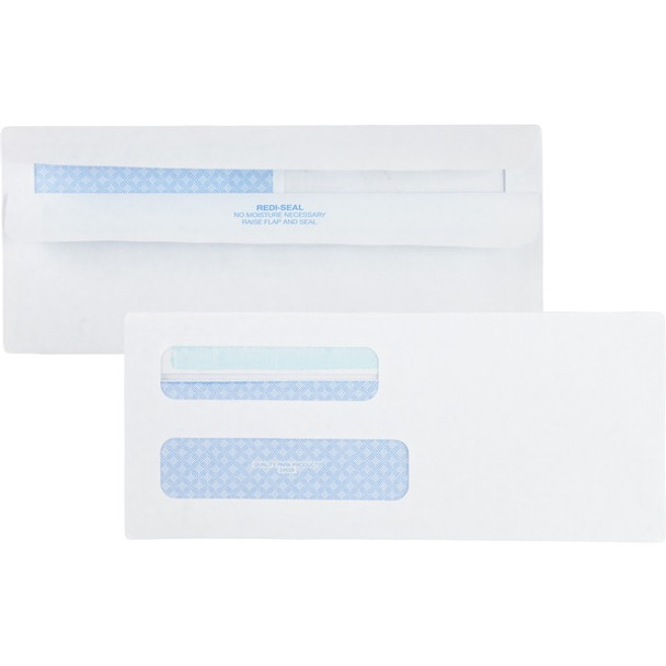 Quality Park No. 8-5/8 Double Window Security Tint Envelopes with Redi-Seal&reg; Self-Seal - Double Window - #8 5/8 - 3 5/8" Width x 8 5/8" Length - 24 lb - Self-sealing - Wove - 500 / Box - White