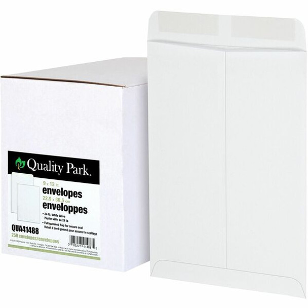 Quality Park 9 x 12 Catalog Envelopes with Gummed Flap - Catalog - #10 1/2 - 9" Width x 12" Length - 24 lb - Gummed - Wove - 250 / Box - White