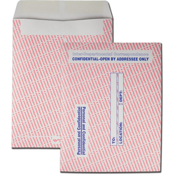 Quality Park 10 x 13 Personal and Confidential Inter-Departmental Envelopes - Inter-department - 10" Width x 13" Length - 28 lb - Gummed - Kraft - 100 / Box - Gray, Red, Blue