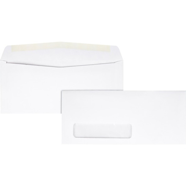 Quality Park No. 10 Single Window Envelopes - Single Window - #10 - 4 1/8" Width x 9 1/2" Length - 24 lb - Adhesive - Wove - 500 / Box - White