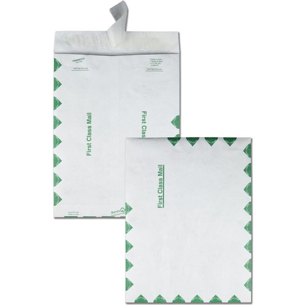 Survivor&reg; 9-1/2 x 12-1/2 First Class Border Catalog Mailers with Redi-Strip Closure - First Class Mail - #12 1/2 - 9 1/2" Width x 12 1/2" Length - 14 lb - Peel & Seal - Tyvek - 100 / Box - White
