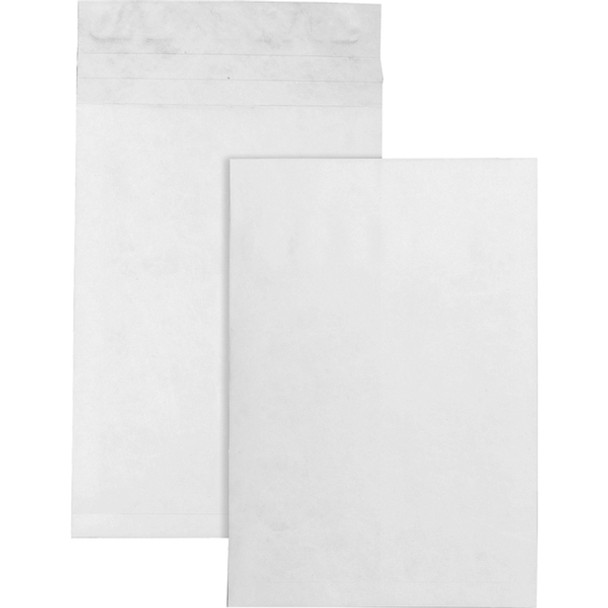 Survivor&reg; 12 x 16 x 2 DuPont Tyvek Expansion Mailers with Self-Seal Closure - Expansion - 12" Width x 16" Length - 2" Gusset - 18 lb - Peel & Seal - Tyvek - 100 / Carton - White