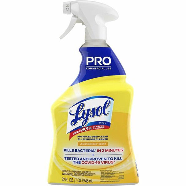 Lysol Advanced Deep Cleaner - 32 fl oz (1 quart) - 32 oz (2 lb) - Lemon Breeze ScentSpray Bottle - 1 Each - Clear