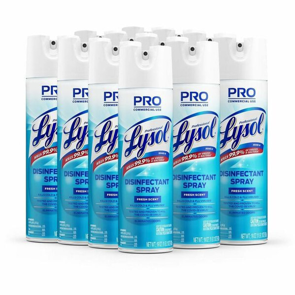 Professional Lysol Disinfectant Spray - For Multi Surface - 19 fl oz (0.6 quart) - Fresh Scent - 12 / Carton - Pleasant Scent, Disinfectant, CFC-free - Clear