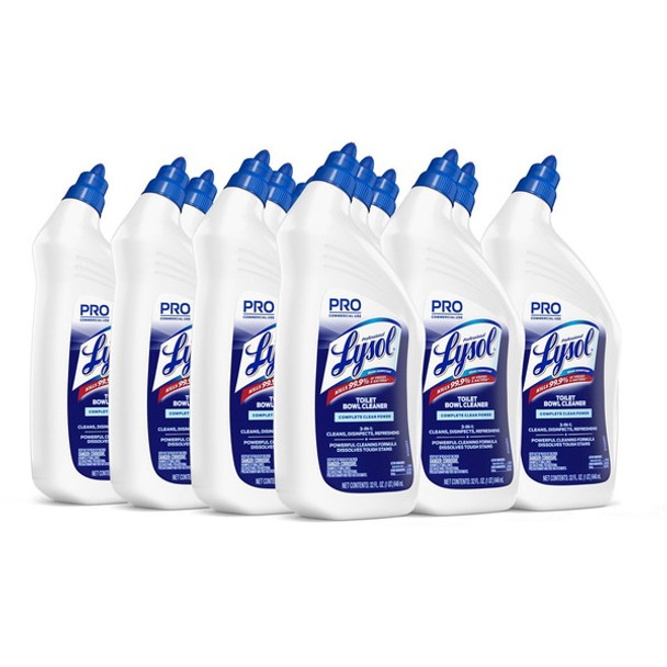 Professional Lysol Power Toilet Bowl Cleaner - For Nonporous Surface, Hard Surface, Restroom, Toilet Bowl - 32 fl oz (1 quart) - Wintergreen Scent - 12 / Carton - Disinfectant - Clear