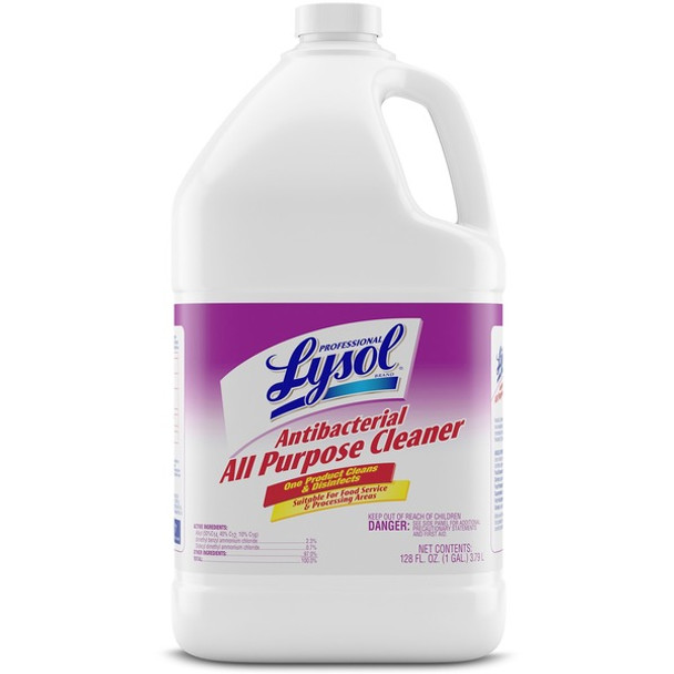 Professional Lysol Antibacterial All Purpose Cleaner - Concentrate - 128 fl oz (4 quart) - 1 Each - Clear/Fluorescent Green