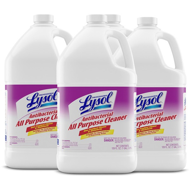 Professional Lysol Antibacterial All Purpose Cleaner - Concentrate - 128 fl oz (4 quart) - 4 / Carton - Clear/Fluorescent Green