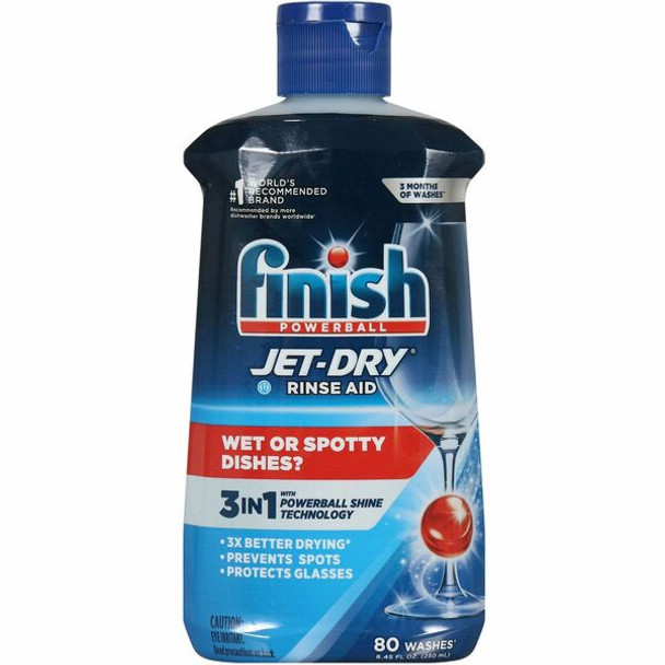 Finish Jet-Dry Rinse Aid - 8.45 oz (0.53 lb)Bottle - 8 / Carton - Blue