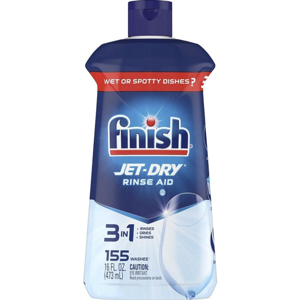 Finish Large Jet-Dry Rinse Aid - For Dish, Glass, Utensil - 16 fl oz (0.5 quart) - Original Scent - 1 Each - Blue