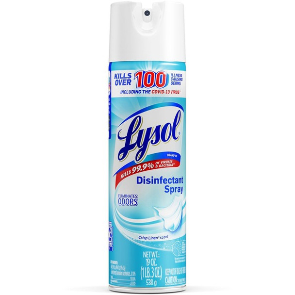 Lysol Crisp Linen Disinfectant Spray - 19 fl oz (0.6 quart) - Crisp Linen Scent - 1 Each - Clear