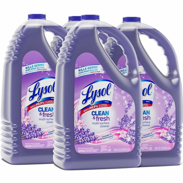 Lysol Clean/Fresh Lavender Cleaner - For Multi Surface - 144 fl oz (4.5 quart) - Clean & Fresh Lavender Orchid Scent - 4 / Carton - Purple