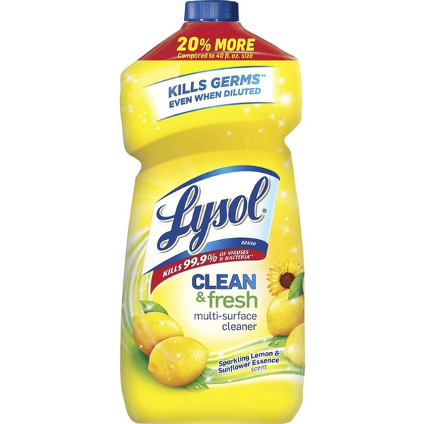 Lysol Multisurface Lemon Cleaner - 48 oz (3 lb) - Lemon ScentSqueeze Bottle - 1 Each - Yellow