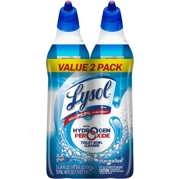 Lysol Hydrogen Peroxide Toilet Cleaner - 24 fl oz (0.8 quart) - Ocean Fresh Scent - 2 / Pack - Blue