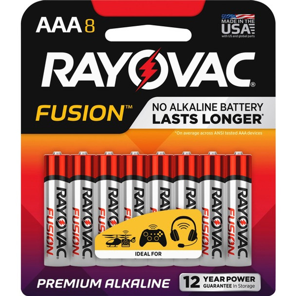 Rayovac Fusion Alkaline AAA Batteries - For Multipurpose - AAA - 8 / Pack