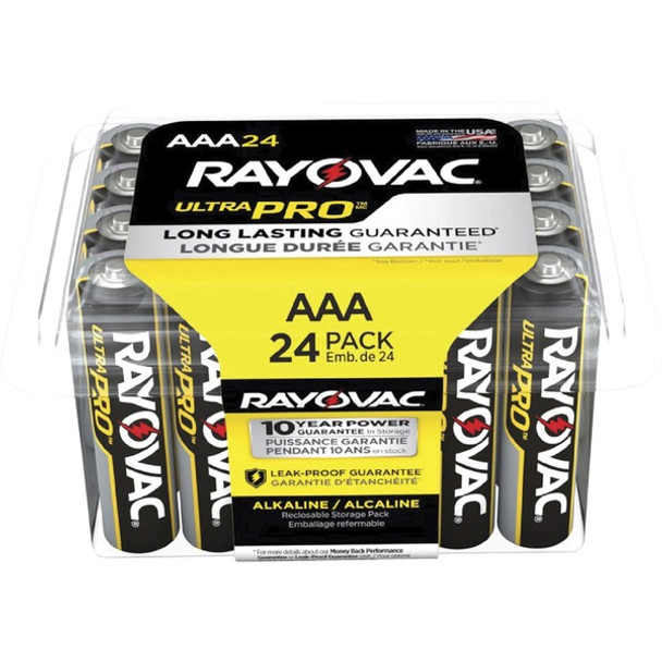 Rayovac Ultra Pro Alka AAA Batteries Storage Pack of 24 - For Multipurpose - AAA - 1.5 V DC - 12 / Carton