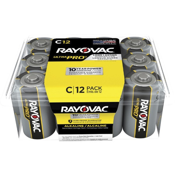 Rayovac Ultra Pro Alkaline C Batteries - For Multipurpose - C - 1.5 V DC - 12 / Pack