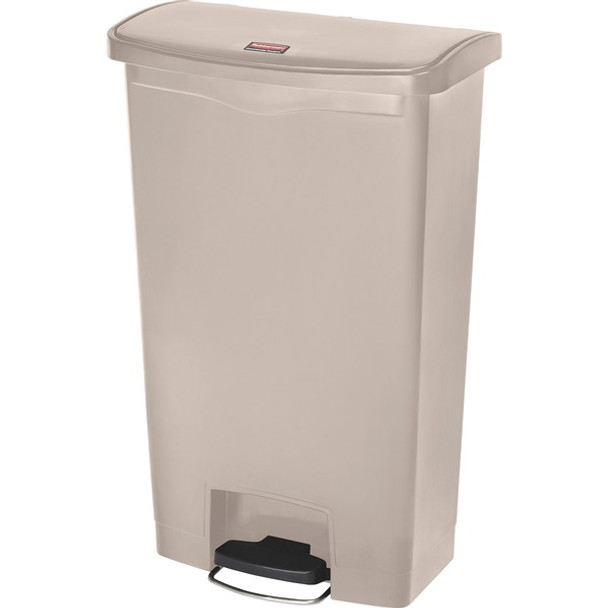 Rubbermaid Commercial Slim Jim 18G Front Step Container - 18 gal Capacity - 31.6" Height x 12.2" Width - Resin, Poly, Plastic - Beige - 1 Each