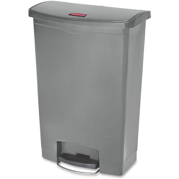 Rubbermaid Commercial Slim Jim 24-Gal Step-On Container - Step-on Opening - 24 gal Capacity - Durable, Damage Resistant, Smooth, Easy to Clean, Contoured Edge - 32.5" Height x 13.9" Width x 22.4" Depth - Plastic, Resin - Gray - 1 / Each