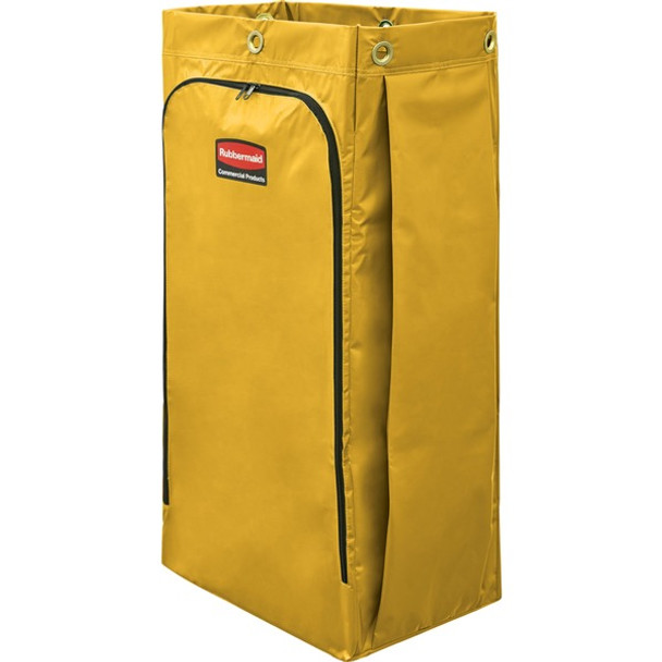 Rubbermaid Commercial 34 Gal Vinyl Bag for High Capacity Janitorial Cleaning Carts, Yellow - 34 gal Capacity - 10.50" Width x 16.80" Length - Zipper Closure - Yellow - Vinyl - 1Each - Janitorial Cart
