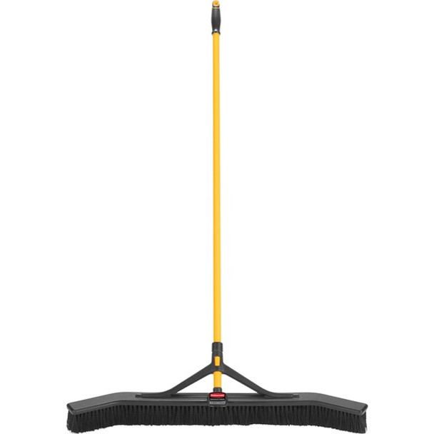 Rubbermaid Commercial Maximizer Push-To-Center 36" Brooms - Polypropylene Bristle - 58.1" Overall Length - Steel Handle - 6 / Carton