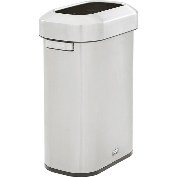 Rubbermaid Commercial Refine Waste Container - 15 gal Capacity - Manual - Ergonomic Handle, Non-skid, Fingerprint Resistant, Durable - 25.6" Height x 11.3" Width - Metal, Steel - Stainless Steel - 1 Each