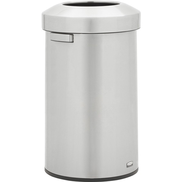 Rubbermaid Commercial Refine Waste Container - 23 gal Capacity - Round - Ergonomic Handle, Non-skid, Fingerprint Resistant, Durable - 29.6" Height x 17.7" Width - Metal - Stainless Steel - 1 Each