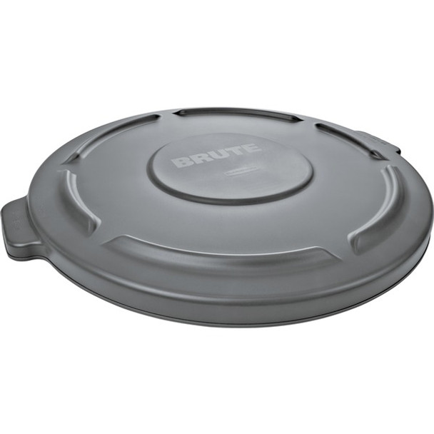 Rubbermaid Commercial Brute 32-Gallon Container Flat Lid - Round - Plastic - 1 Each - Gray