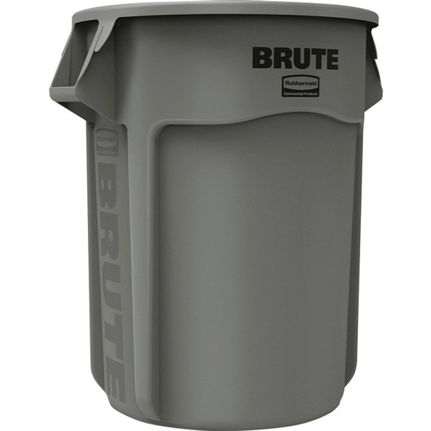 Rubbermaid Commercial Brute 55-Gallon Vented Containers - 55 gal Capacity - Round - Handle, Heavy Duty, Reinforced, UV Coated, Damage Resistant, Fade Resistant - 33" Height x 26.4" Diameter - Gray - 3 / Carton