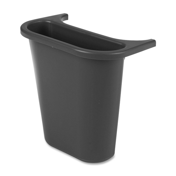 Rubbermaid Commercial Saddlebasket Recycling Side Bin - 1.19 gal Capacity - Rectangular - Rust Resistant, Dent Resistant, Easy to Clean - 11.5" Height x 7.3" Width x 10.6" Depth - Black - 1 Each
