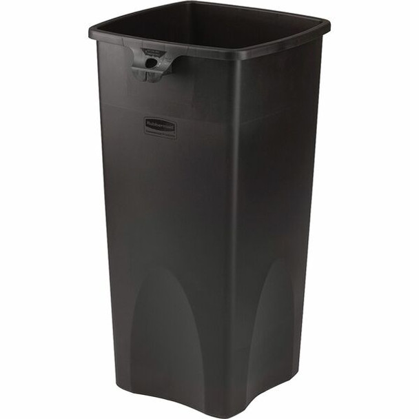 Rubbermaid Commercial Untouchable Square Container - 23 gal Capacity - Square - Crack Resistant - 32.9" Height x 16.5" Width x 15.5" Depth - Plastic - Black - 1 Each