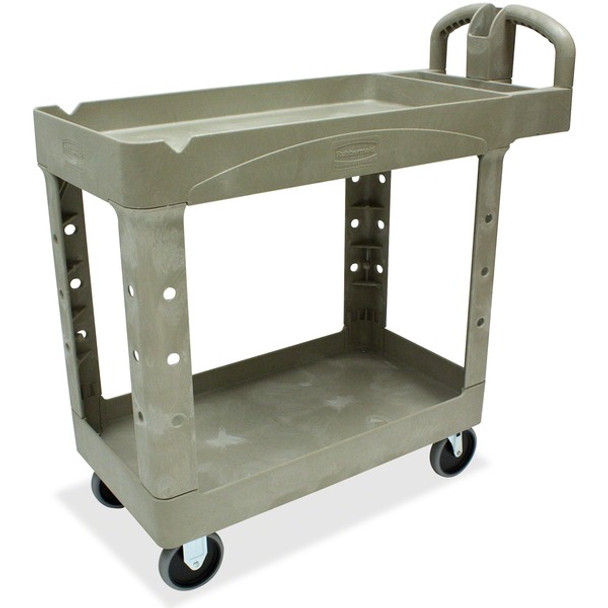 Rubbermaid Commercial Two Shelf Service Cart - 2 Shelf - 500 lb Capacity - 4 Casters - 5" Caster Size - x 39.5" Width x 17.9" Depth x 33.3" Height - Beige - 1 Each