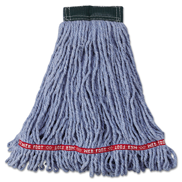 Web Foot Wet Mop Head, Shrinkless, Cotton/Synthetic, Blue, Medium, 6/Carton