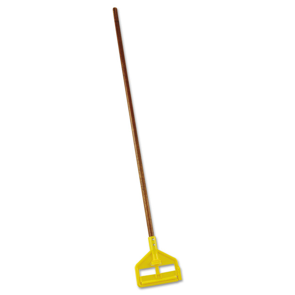 Invader Wood Side-Gate Wet-Mop Handle, 54", Natural/Yellow