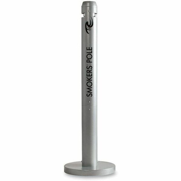 Rubbermaid Commercial Freestanding Smoker's Pole - Round - 4" Opening Diameter - 41" Height - Aluminum - Silver - 1 Each