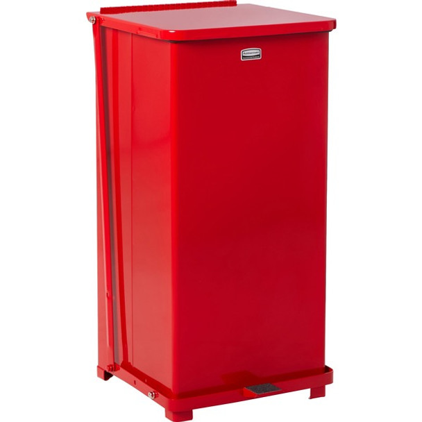 Rubbermaid Commercial Defenders Steel Step Cans - Waste Receptacle,Step,Steel,13 Gal,12.5"x12.5"x27" ,Red