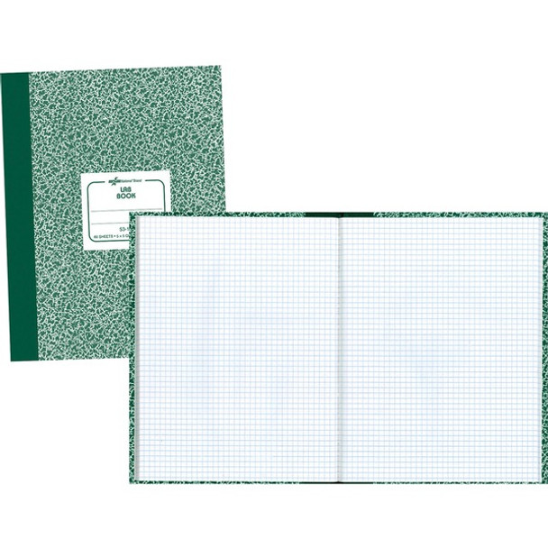 Rediform Lab Composition Notebook - 60 Sheets - Sewn - 7 7/8" x 10 1/8" - White Paper - Green Marble Cover - Recycled - 1 Each