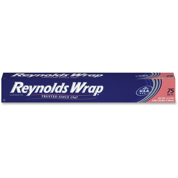 Reynolds Wrap Standard Aluminum Foil - 12" Width x 75 ft Length - Moisture Proof, Grease Proof, Odor Proof, Durable, Heat Resistant, Cold Resistant, Molded - Aluminum - Silver - 1Each