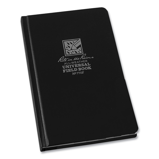 All-Weather Hardbound Notebook, Universal: Narrow Rule and Quadrille Rule, Black Cover, (80) 7.25 x 4.38 Sheets