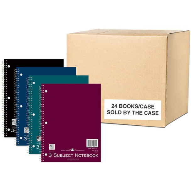 Roaring Spring Wirebound Notebook - 120 Sheets - 240 Pages - Printed - Spiral Bound - Both Side Ruling Surface - Red Margin - 3 Hole(s) - 15 lb Basis Weight - 56 g/m&#178; Grammage - 10 1/2" x 8" - 0.50" x 8" x 10.5" - White Paper - 24 / Carton
