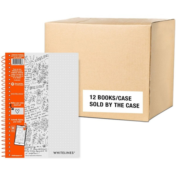 Roaring Spring Dot Ruled Wirebound Journal - 70 Sheets - 140 Pages - Printed - Wire Bound - Both Side Ruling Surface - Dotted - 20 lb Basis Weight - 5 3/4" x 8 1/4" - 0.33" x 5.8" x 8.3" - Gray Paper - Gray Whitelines Cover - Printed - 12 / Carton