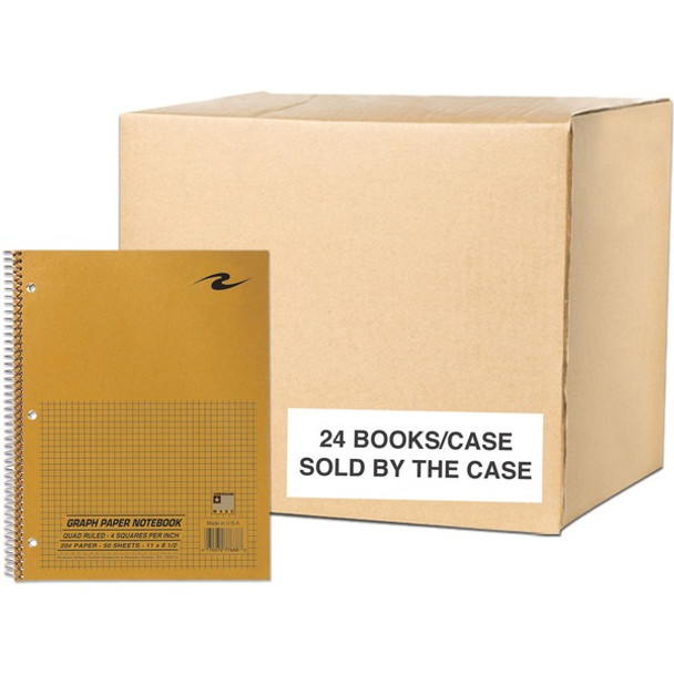 Roaring Spring Graph Paper Notebook - 50 Sheets - 100 Pages - Printed - Spiral Bound - Both Side Ruling Surface - 3 Hole(s) - 20 lb Basis Weight - 75 g/m&#178; Grammage - 11" x 8 1/2" - 0.30" x 8.5" x 11" - White Paper - 24 / Case