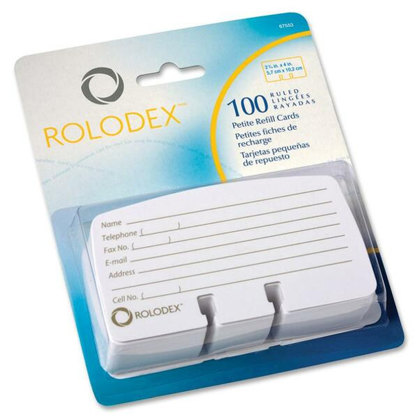 Rolodex Rotary File Petite Card Refills - For 2.25" x 4" Size Card - White