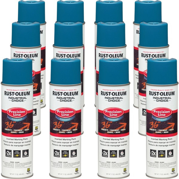 Rust-Oleum Industrial Choice Precision Line Marking Paint - 17 fl oz - 12 / Carton - Caution Blue