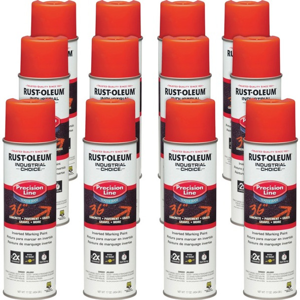 Rust-Oleum Industrial Choice Precision Line Marking Paint - 17 fl oz - 12 / Carton - Alert Orange