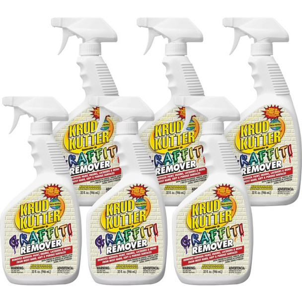 Krud Kutter Graffiti Remover - Ready-To-Use - 32 fl oz (1 quart) - 6 / Carton - Clear